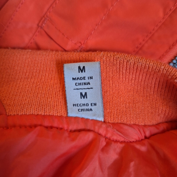Levi's Womens Orange Flight Bomber Jacket Full Zip Closure Size M - Picture 3 of 9